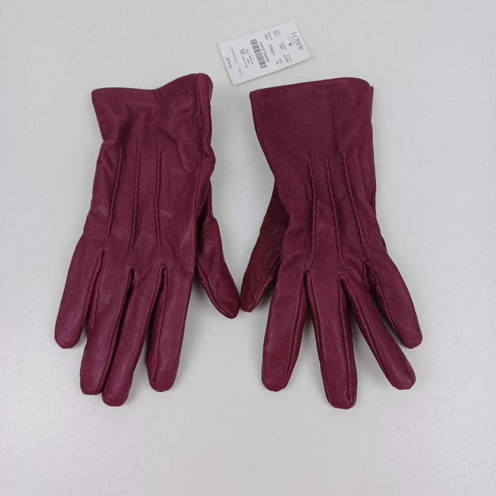J Crew Factory Women Goat Leather Gloves Size M Preppy